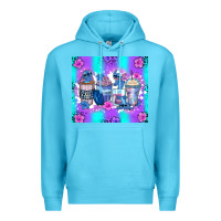 Ocean Blue stitch coffee cups Premium Hoodie - Zillion Design Studio
