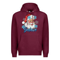 Burgundy santa blue believe Premium Hoodie - RanaPortraitStore