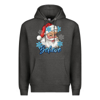 Charcoal Heather santa blue believe Premium Hoodie - RanaPortraitStore