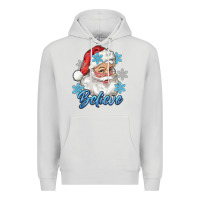 Dove Grey santa blue believe Premium Hoodie - RanaPortraitStore