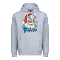 Heather Grey santa blue believe Premium Hoodie - RanaPortraitStore