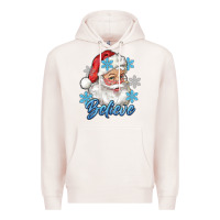Pale Pink santa blue believe Premium Hoodie - RanaPortraitStore