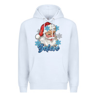 White santa blue believe Premium Hoodie - RanaPortraitStore