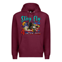 Burgundy stay fly for the 4 th of july Premium Hoodie - Zillion Design Studio