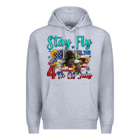 Heather Grey stay fly for the 4 th of july Premium Hoodie - Zillion Design Studio