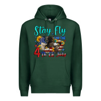 Sports Green stay fly for the 4 th of july Premium Hoodie - Zillion Design Studio