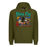 Army Green stay fly for the 4 th of july Premium Hoodie - Zillion Design Studio