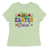 Matcha easter vibes and butterfly with bunny and flowers Ladies Tee - Artiststas