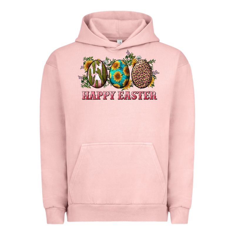 Happy Easter Eggs With Sunflower Leopard And Cactus Urban Hoodie by RanaPortraitStore | Teevron