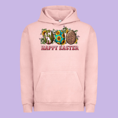 Happy Easter Eggs With Sunflower Leopard And Cactus Urban Hoodie Designed By Ranaportraitstore