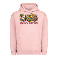 Pigment Salmon happy easter eggs with sunflower leopard and cactus Urban Hoodie - RanaPortraitStore