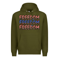 Army Green freedom freedom freedom Premium Hoodie - Zillion Design Studio