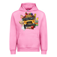 Fuchsia Pink school bus driver front Urban Hoodie - texasbilliewilder