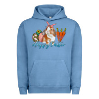 Pigment Pebble Blue happy easter bunny carrots and eggs Urban Hoodie - RanaPortraitStore