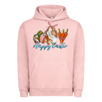 Pigment Salmon happy easter bunny carrots and eggs Urban Hoodie - RanaPortraitStore