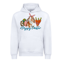 White happy easter bunny carrots and eggs Urban Hoodie - RanaPortraitStore