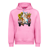 Fuchsia Pink easter truck with bunny sunflowers and eggs Urban Hoodie - RanaPortraitStore