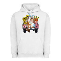 Pigment Lunar Rock easter truck with bunny sunflowers and eggs Urban Hoodie - RanaPortraitStore