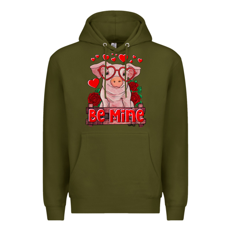 Be Mine Valentine's Day Baby Pig Premium Hoodie by RanaPortraitStore | Teevron