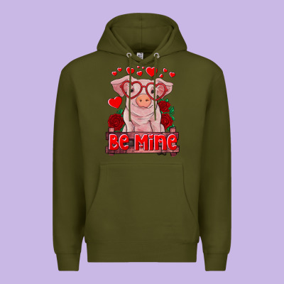 Be Mine Valentine's Day Baby Pig Premium Hoodie Designed By Ranaportraitstore