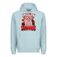 Blue Mist be mine valentine's day baby pig Premium Hoodie - RanaPortraitStore