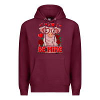 Burgundy be mine valentine's day baby pig Premium Hoodie - RanaPortraitStore