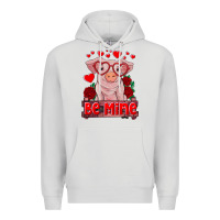 Dove Grey be mine valentine's day baby pig Premium Hoodie - RanaPortraitStore