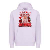 Lilac be mine valentine's day baby pig Premium Hoodie - RanaPortraitStore