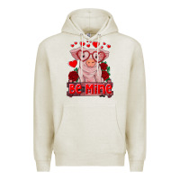 Oatmeal Heather be mine valentine's day baby pig Premium Hoodie - RanaPortraitStore