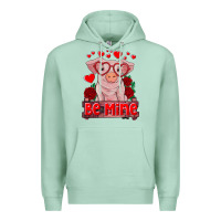Seafoam be mine valentine's day baby pig Premium Hoodie - RanaPortraitStore