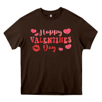 Chocolate Brown happy valentine's day Heavy Core Tee - LillyAllenDesigns