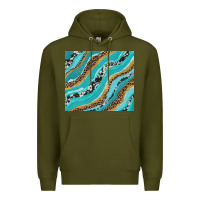 Army Green turquoise brushstrokes with leopard and cowhide Premium Hoodie - RanaPortraitStore