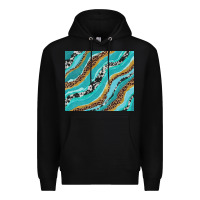 Black turquoise brushstrokes with leopard and cowhide Premium Hoodie - RanaPortraitStore