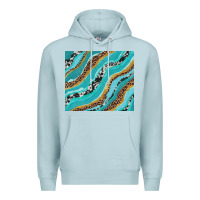 Blue Mist turquoise brushstrokes with leopard and cowhide Premium Hoodie - RanaPortraitStore