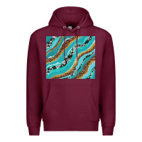 Burgundy turquoise brushstrokes with leopard and cowhide Premium Hoodie - RanaPortraitStore