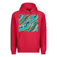Cardinal turquoise brushstrokes with leopard and cowhide Premium Hoodie - RanaPortraitStore