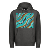 Charcoal Heather turquoise brushstrokes with leopard and cowhide Premium Hoodie - RanaPortraitStore