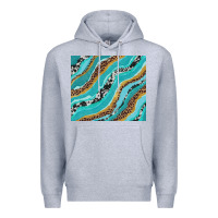 Heather Grey turquoise brushstrokes with leopard and cowhide Premium Hoodie - RanaPortraitStore