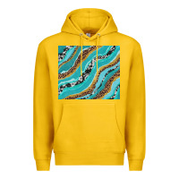 Lemon turquoise brushstrokes with leopard and cowhide Premium Hoodie - RanaPortraitStore