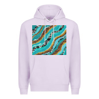Lilac turquoise brushstrokes with leopard and cowhide Premium Hoodie - RanaPortraitStore