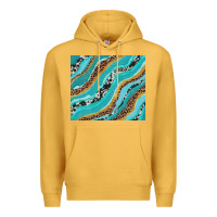 Mustard turquoise brushstrokes with leopard and cowhide Premium Hoodie - RanaPortraitStore
