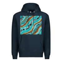 Navy turquoise brushstrokes with leopard and cowhide Premium Hoodie - RanaPortraitStore