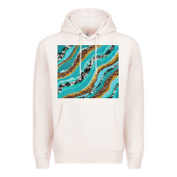 Pale Pink turquoise brushstrokes with leopard and cowhide Premium Hoodie - RanaPortraitStore