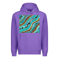 Purple turquoise brushstrokes with leopard and cowhide Premium Hoodie - RanaPortraitStore