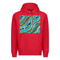 Red turquoise brushstrokes with leopard and cowhide Premium Hoodie - RanaPortraitStore