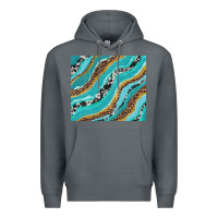 Rock turquoise brushstrokes with leopard and cowhide Premium Hoodie - RanaPortraitStore