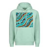Seafoam turquoise brushstrokes with leopard and cowhide Premium Hoodie - RanaPortraitStore