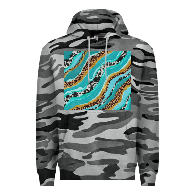 Turquoise Brushstrokes With Leopard And Cowhide Premium Hoodie by RanaPortraitStore | Teevron