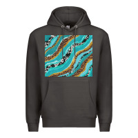 Smoke turquoise brushstrokes with leopard and cowhide Premium Hoodie - RanaPortraitStore
