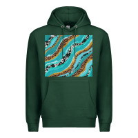 Sports Green turquoise brushstrokes with leopard and cowhide Premium Hoodie - RanaPortraitStore